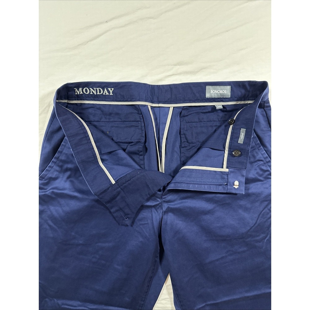 Bonobos Monday Straight Fit Navy Blue Cotton Dress Pants Men 36x32 (Altered)